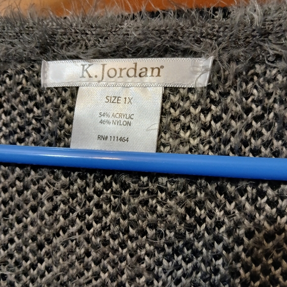 K. Jordan Open Tunic length cardigan, animal print, 1X - Picture 2 of 4